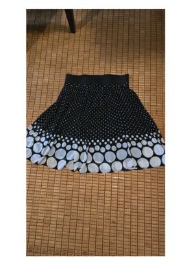 Elle Skirt Womens Size S Polka Dots A Line Black & White Lined